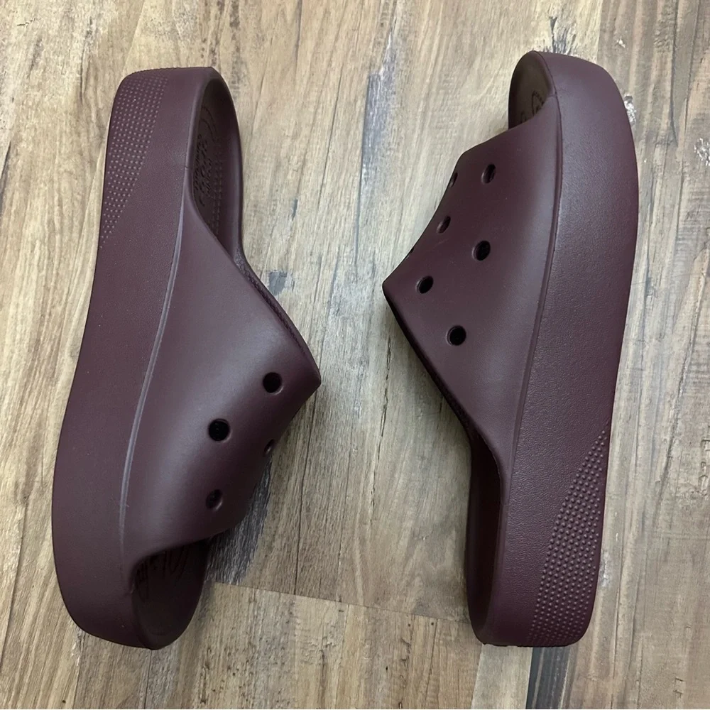 Crocs Classic Platform Slide Sandals Iconic Comfort Dark Cherry - Picture 3 of 9